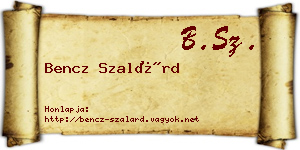 Bencz Szalárd névjegykártya